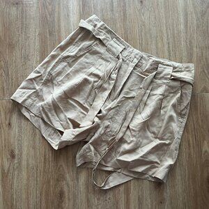 MAX Jeans High Rise Pull On Paperbag Waist Tie Shorts Tan Women’s Size 10 / 30